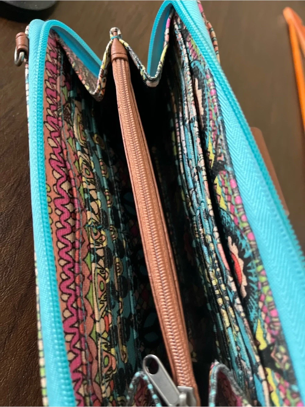 Sakroots Colorful Boho Patterned Clutch with Leather Tab